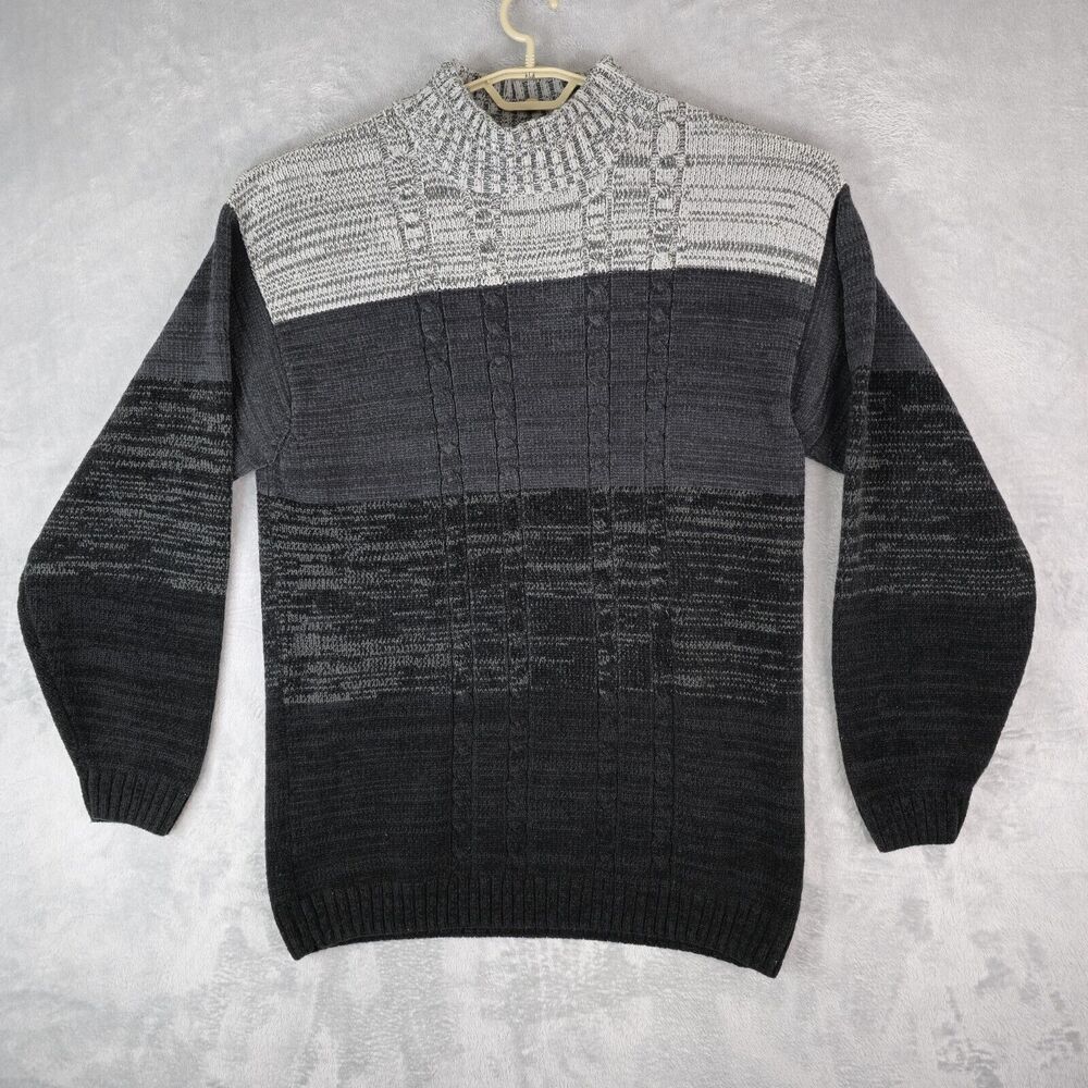 Bare Fox Urban Gear Sweater Mens XL Grandpacore Knit Soft Acrylic Black Gray‎